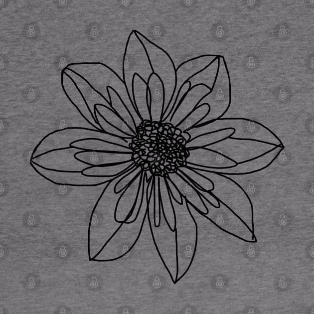 Minimal Line Drawing Collarette Dahlia Flower by ellenhenryart